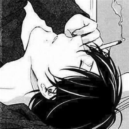 沧桑抽烟动漫男头，既然戒不掉烟就抽吧