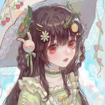 手绘插画动漫头像，唯美绿色系、紫色系太好看了