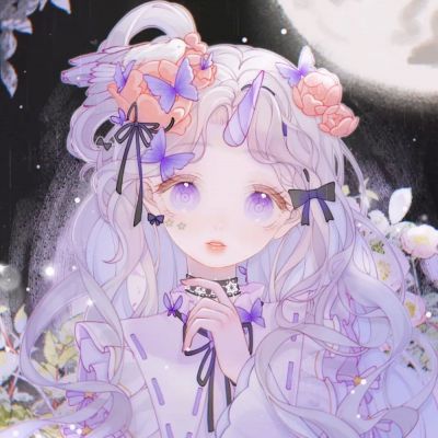 手绘插画动漫头像，唯美绿色系、紫色系太好看了
