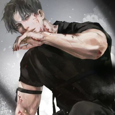 手绘画男生头像彩色，冷酷一身硬汉的气息