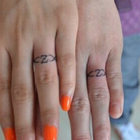 手腕英文信仰刺青,手指纹身,每个标志都代表着我们的爱
