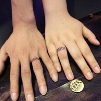 手腕英文信仰刺青,手指纹身,每个标志都代表着我们的爱