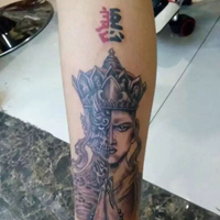 彩色羽毛纹身,莲花纹身,腿部纹身,凤凰纹身头像