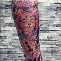包小腿彩色小象神纹身,招财猫纹身,鲤鱼纹身头像图片