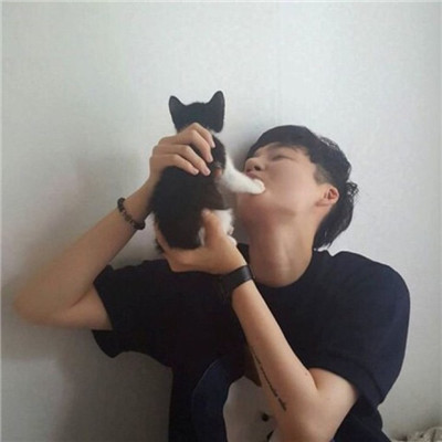 qq头像男生抱着猫