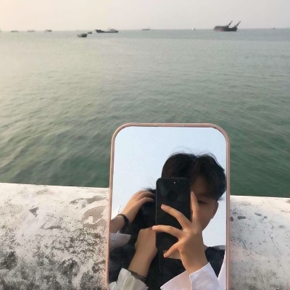 情侣头像镜子自拍图片