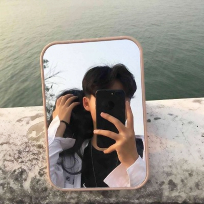 情侣头像镜子自拍图片