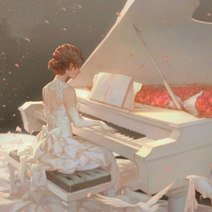 弹钢琴的女生背影图片头像