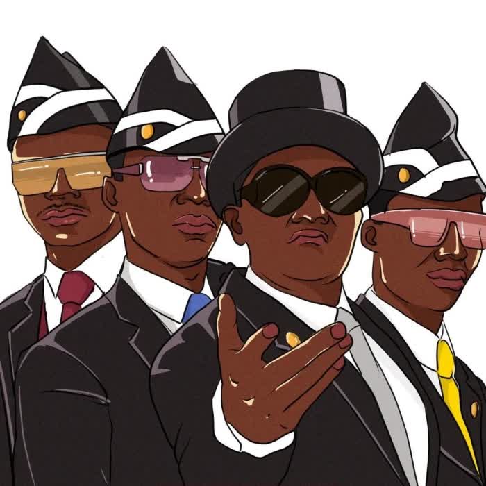 专业团队黑人抬棺五人漫画头像图片,兄弟们，干活了