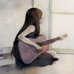 弹吉他文艺女生头像图片,送给自己的温暖