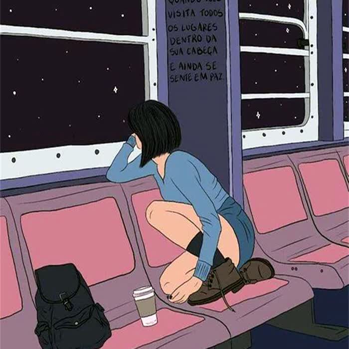 深夜地铁女生漫画头像图片