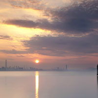 高清深圳湾风景,好看的日出日落火烧云